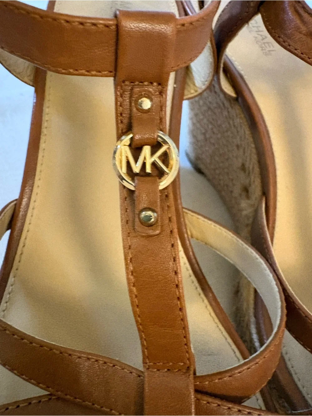 Michael Kors Cicely Espadrille Wedge Leather Sandals Resort-wear Size 9M